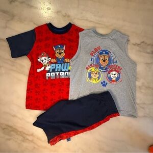 PAW Patrol Boys Tee and Short Outfit Kids 3PC Clothing Set size 5/6